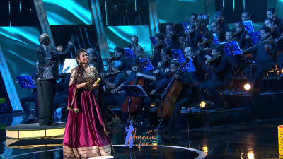 Appearance 20 episode 26 of Indian Idol 12 (7)
Arunita Kanjilal's 20th Appearance was on episode 26 of Indian Idol 12
Song: Tere Mere Beech Mein Kaisa Hai Ye Bandhan
Broadcast Date: 21st February 2021
Guest: Pyarelal Sharma 
Episode: Live In Concert Special
Courtesy: Set India
Keywords: Arunita Kanjilal;Indian Idol 12;episode 26;Appearance 20