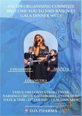 Arunita Kanjilal in Hyderabad Show Poster (2)
ANCIPS Organising Commitee, Banquet Gala Dinner
Date: 23rd January 2025, 7PM onward
Venue: OM Convention Center, Narsingi Circle, Gachibowli, Hyderabad
