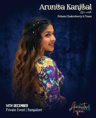 Arunita Kanjilal live in Bengalore - Poster
Arunita Kanjilal live in Bengaluru at a private event, accompanied by Pritam Chakroborty and team
Date: 14th December 2025
Credit: Arunita_Update
